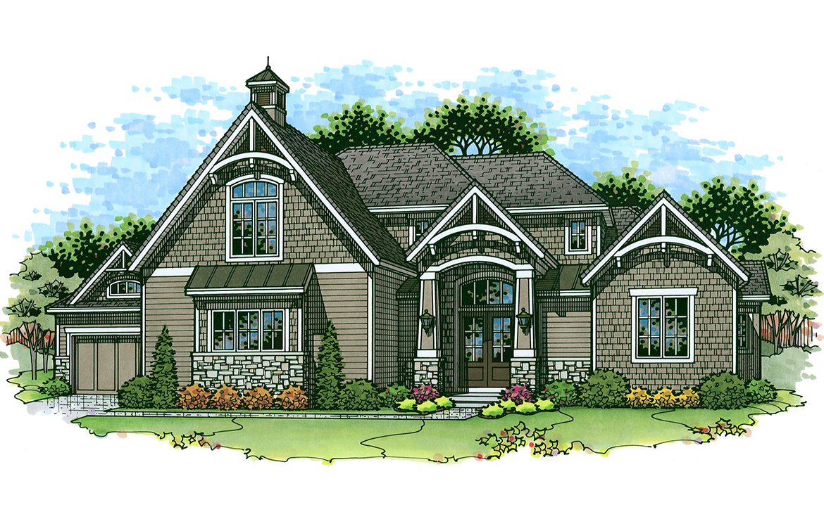 the brentwood luxury custom home exterior watercolor